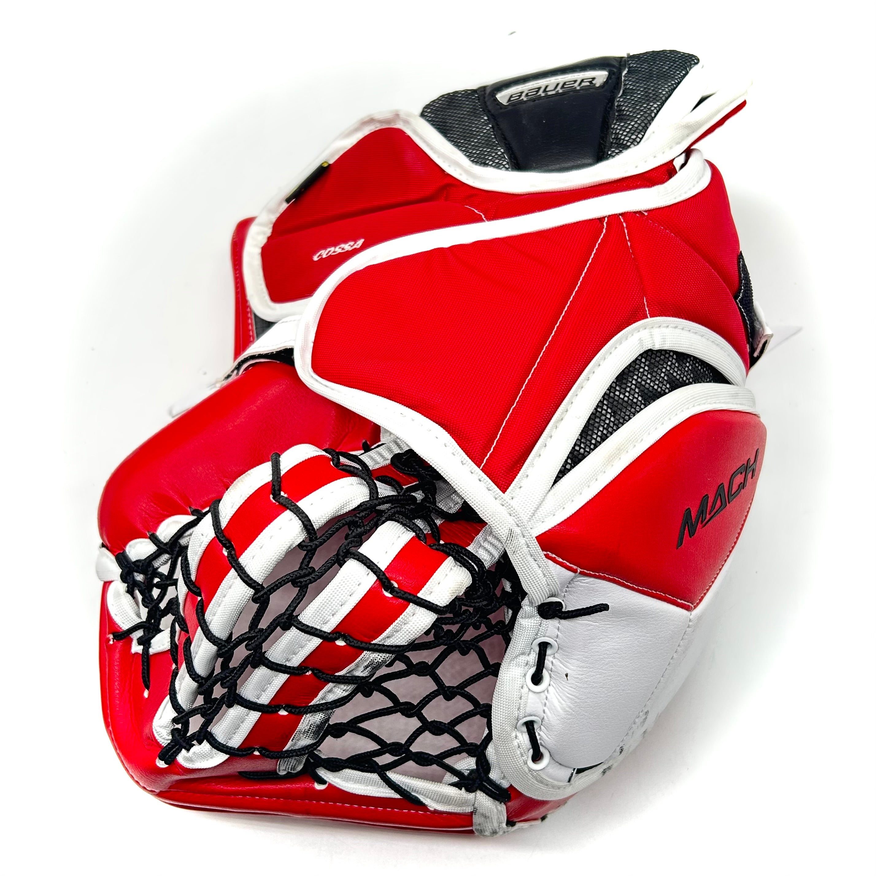 Bauer Supreme Mach - Gant de gardien de but Pro Stock d'occasion (rouge/noir/blanc)